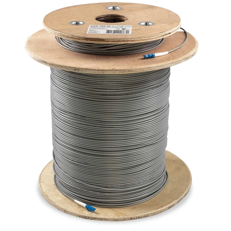 Axing OAK 500-04 Optical Cable with Steel Reinforcement Fibre Optic SMF Single-Mode Fibre Optic Cable LC/UPC Connector 500 m
