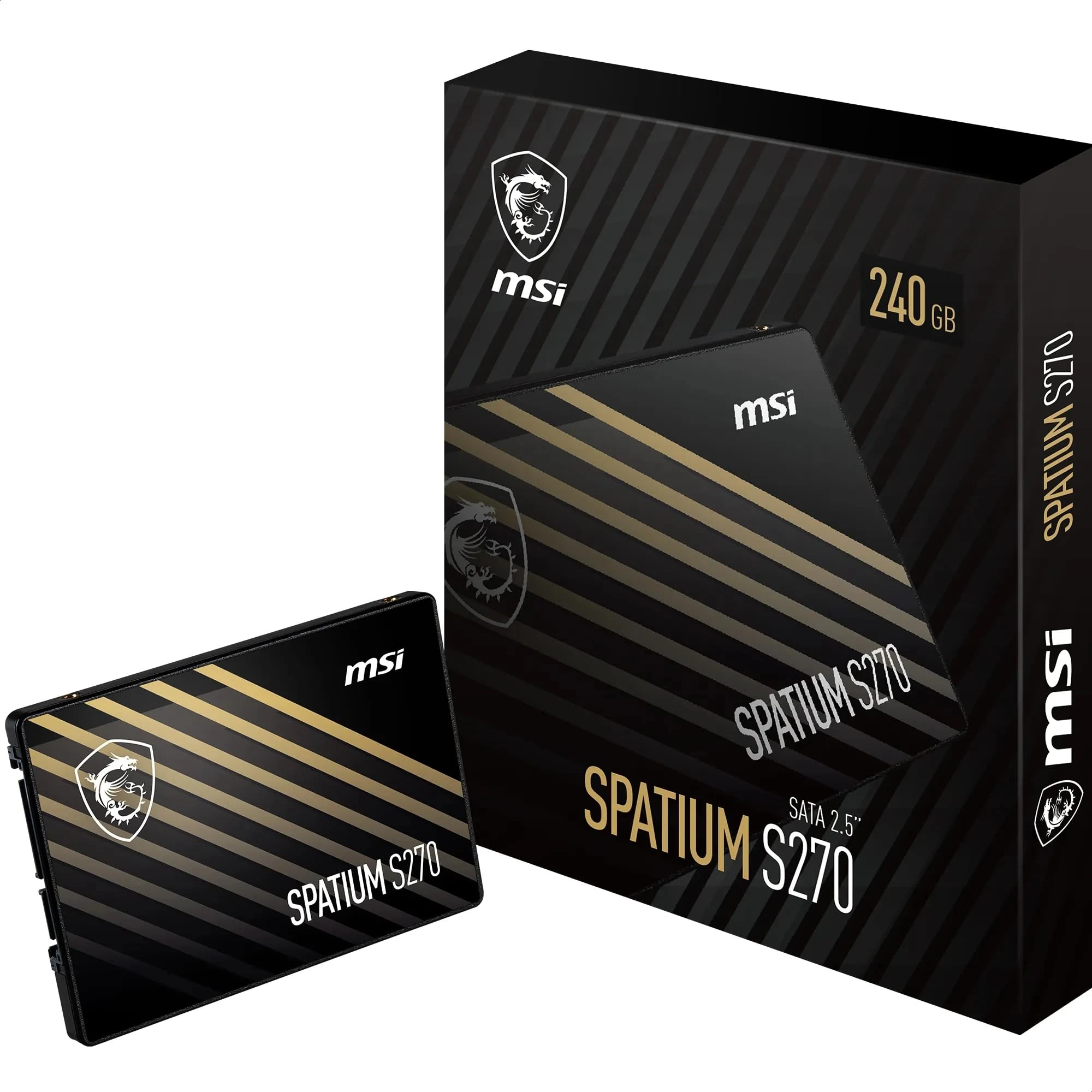 MSI SPATIUM S270 SSD 240GB - SATA 3 2.5" Solid State Drive, 500MB/s Read & 400MB/s Write, 3D NAND, Built-In Data Security, MSI Center - 5 Year Warranty (110 TBW)