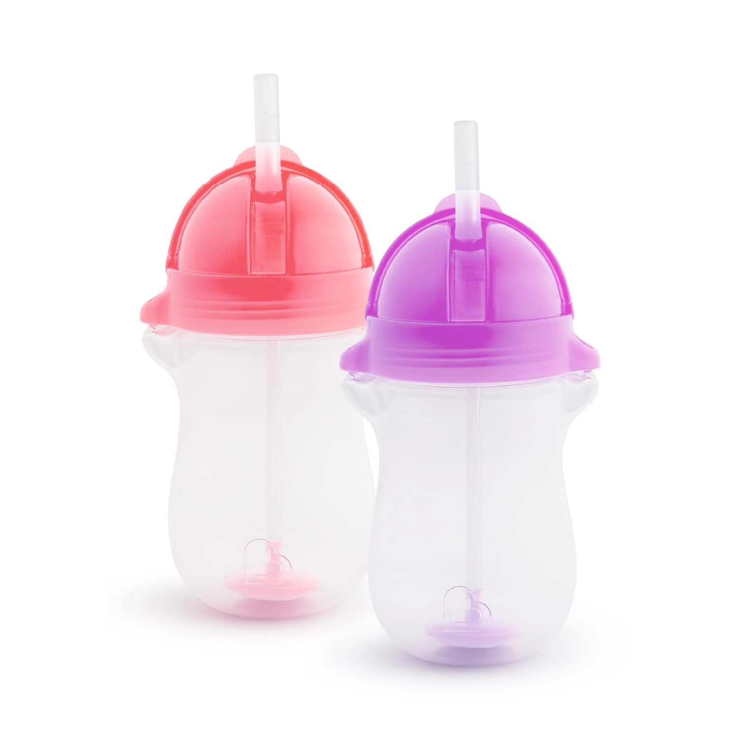 Munchkin Click Lock Tip & Sip Straw Cup Set| Baby & Toddler Sippy Cups with Straw| BPA Free Non Spill Cup| Dishwasher Safe Baby Straw Cup| Weighted Straw Childrens Cups|10oz/296ml| 2 Pack| Pink/Purple