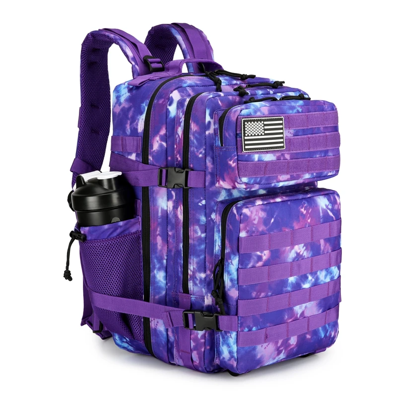 TianYaOutDoor 45L Tactical Assault Backpack 3 day assault pack with Molle Waterproof backpack Rucksack for Tactical Backpacks, Purple Camo, Standard, Backpack