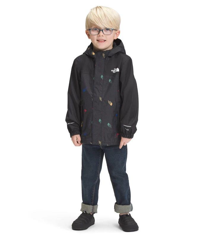 The North Face Antora Jacket TNF Black Tossed Logo Grid Print 2 Years