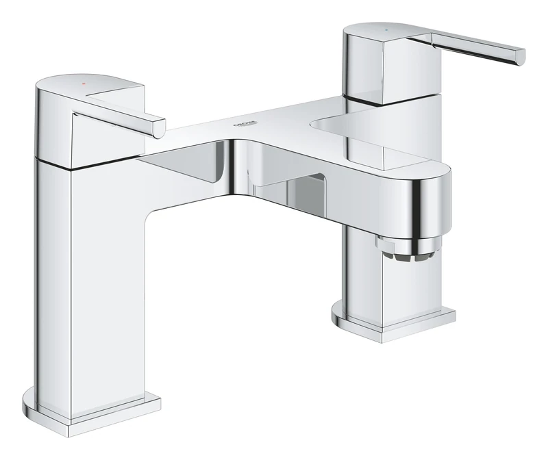 GROHE Plus 2-Handle Bath Mixer Tap (Deck Mounted Tub Filler, Headpart 3/4", Recommended Pressure 0.2-5.0 bar), Chrome, 25132003