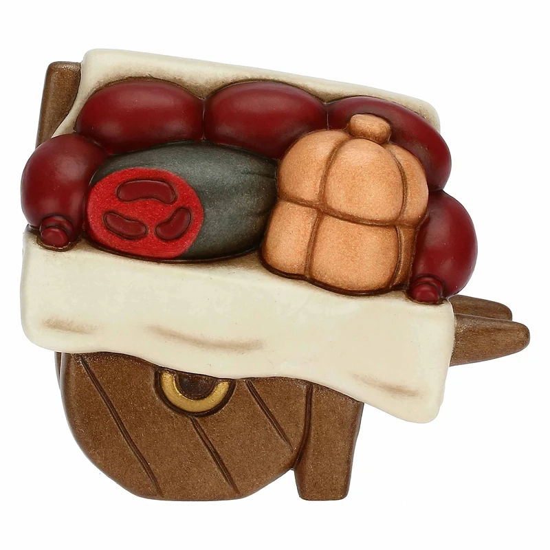 THUN - Nativity Scene 2022 - Nativity Cart Figurine with Hand-Decorated Ceramic Cured Meats - Classic Nativity Line - 8.5 x 5 x 7.3 cm h