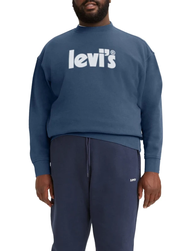 Levi's Men's Big & Tall Relaxed Graphic Crew, Poster Logo-Sunset Blue, 2XL
