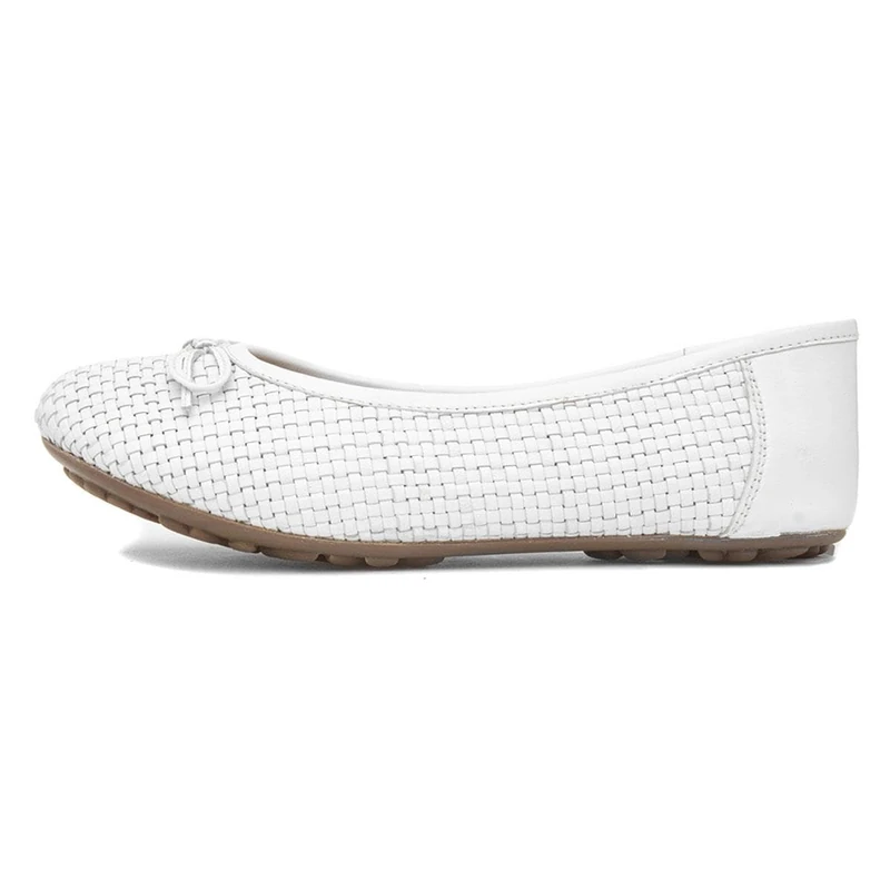 Hush Puppies Ladies Janelle Woven Ballerina, White, 6