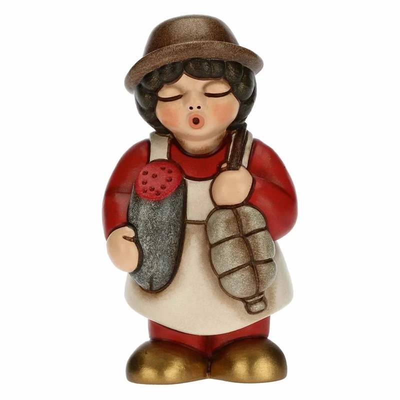 THUN - Nativity Scene 2022 - Ceramic Nativity Figurine, Hand-Decorated Ceramic, Brown Dress Version - Classic Nativity Line - 4.3 x 4.5 x 8 cm h