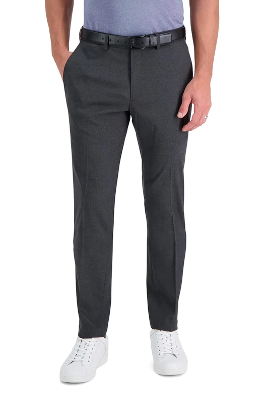 Kenneth Cole Reaction Men's Premium Solid Dress Pant, Dark Heather Grey, 36W x 32L