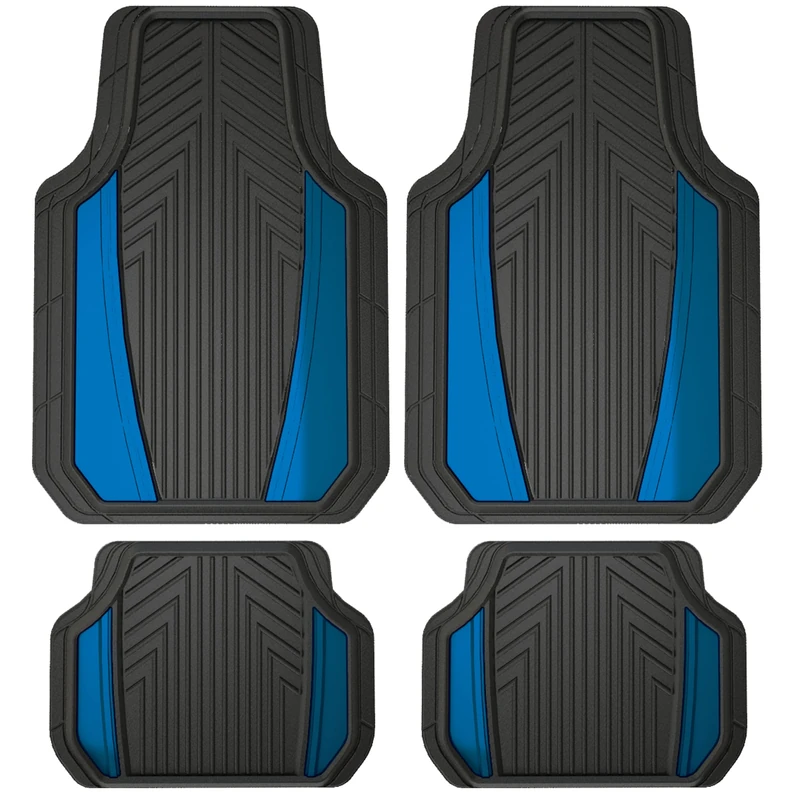 Custom Accessories® 4-Piece Black-Blue Anodized Car Floor Mats, Sport