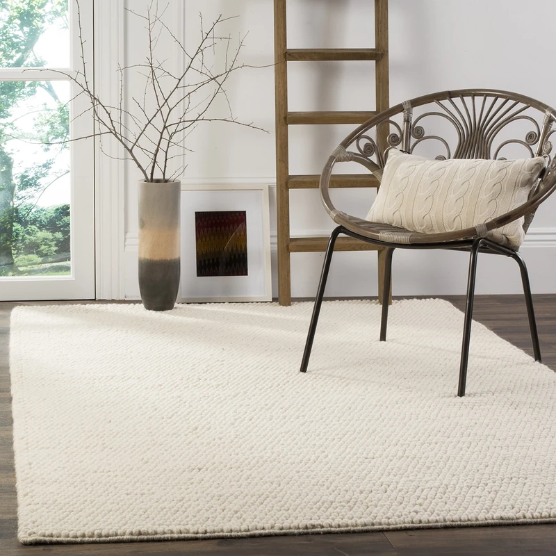 Safavieh Natural Fiber Rug for Living Room, Dining Room, Bedroom - Natural Fiber Collection, Short Pile, in Ivory, 120 x 120 cm