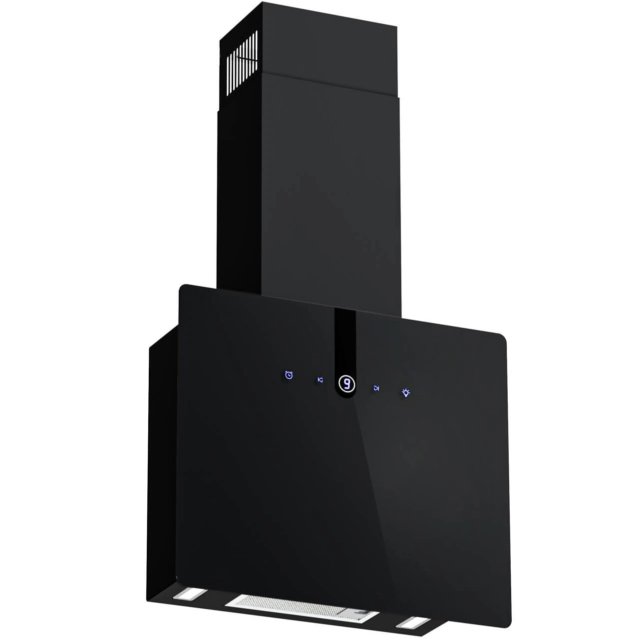 FIREGAS Range Cooker Hood 60cm,Tempered Glass & Stainless Steel Extractor Hood with Brushless Motor,Touch Screen, LED and Recirculating & Ducting System Wall Mounted Extractor Fan kitchen