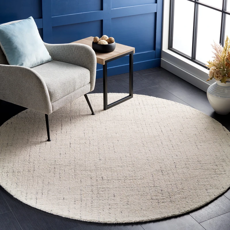 Safavieh Contemporary Rug for Living Room, Dining Room, Bedroom - Abstract Collection, Short Pile, in Ivory and Light Grey, 122 X 122 cm