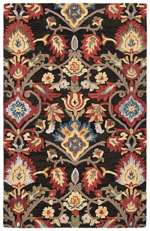 Safavieh Contemporary Rug for Living Room, Dining Room, Bedroom - Blossum Collection, Short Pile, in Charcoal and Multicolor, 69 X 122 cm