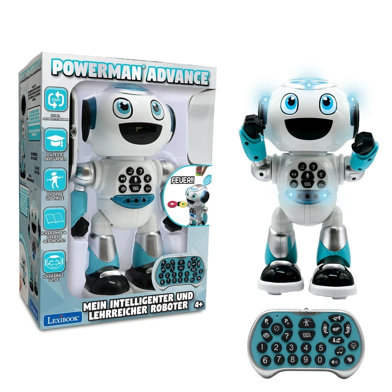 Lexibook - Powerman Advance Remote Control Robot Interactive Educational Toy for Kids Walks, Dances, Plays Music, Make and Tell Stories, Programmable STEM - ROB28DE