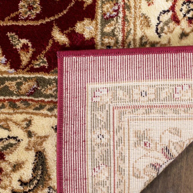 Safavieh Traditional Rug for Living Room, Dining Room, Bedroom - Lyndhurst Collection, Short Pile, in Red and Ivory, 120 x 120 cm
