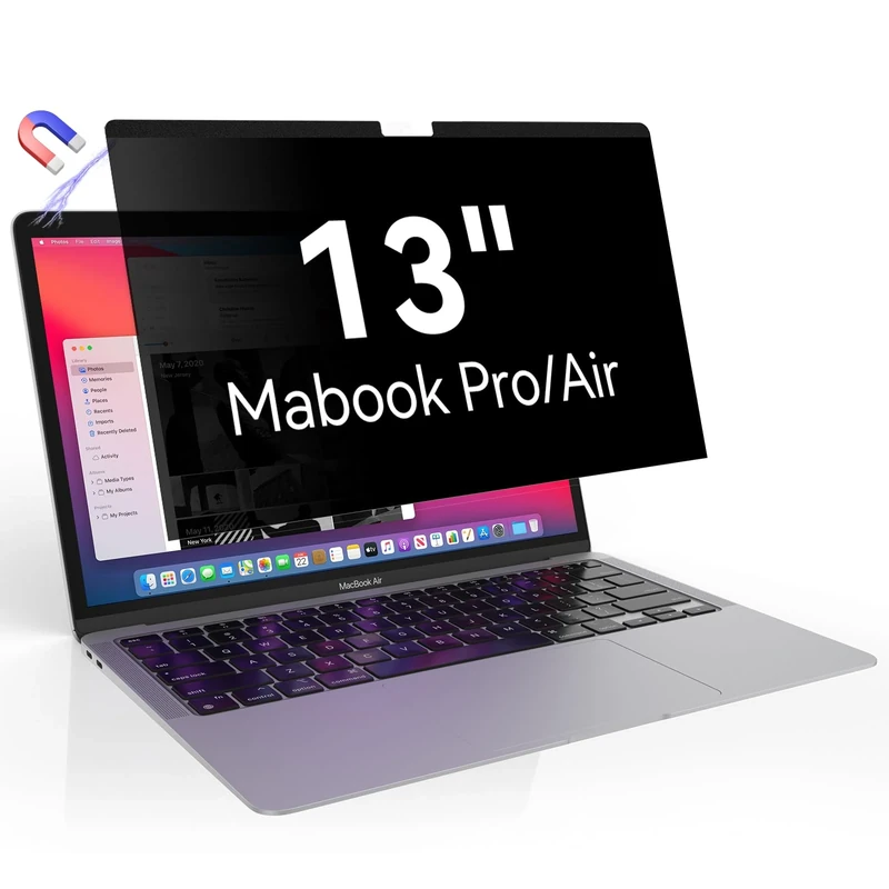 Magnetic Privacy Screen for MacBook Pro 13 Inch (2016-2022 M1, M2) and MacBook Air 13 inch (2018-2020 M1), Easy On/Off Removable Laptop Privacy Screen Filter, Anti Glare Blue Light Screen Protector