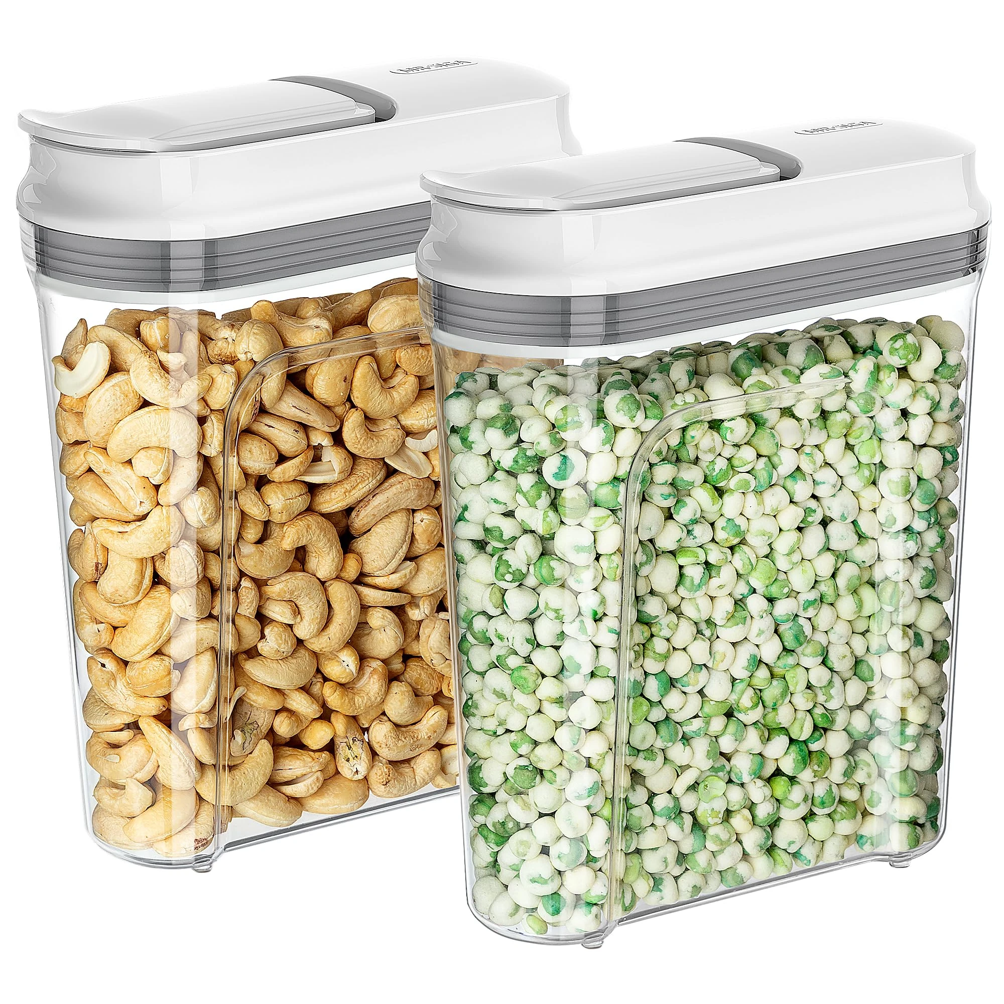 MR.SIGA 2 Pack Airtight Cereal Dispenser Set, Cereal Containers Storage Dispenser, BPA Free, 1.6 L / 54oz, Large, White