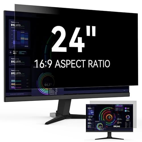 24 In Computer Monitor Privacy Screen for 16:9 Aspect Ratio, Anti Glare Blue Light Privacy Filter, Removable Film Screen Protector, Compatible with Lenovo/HP Envy/Dell/Acer/Samsung/Asus/Toshiba