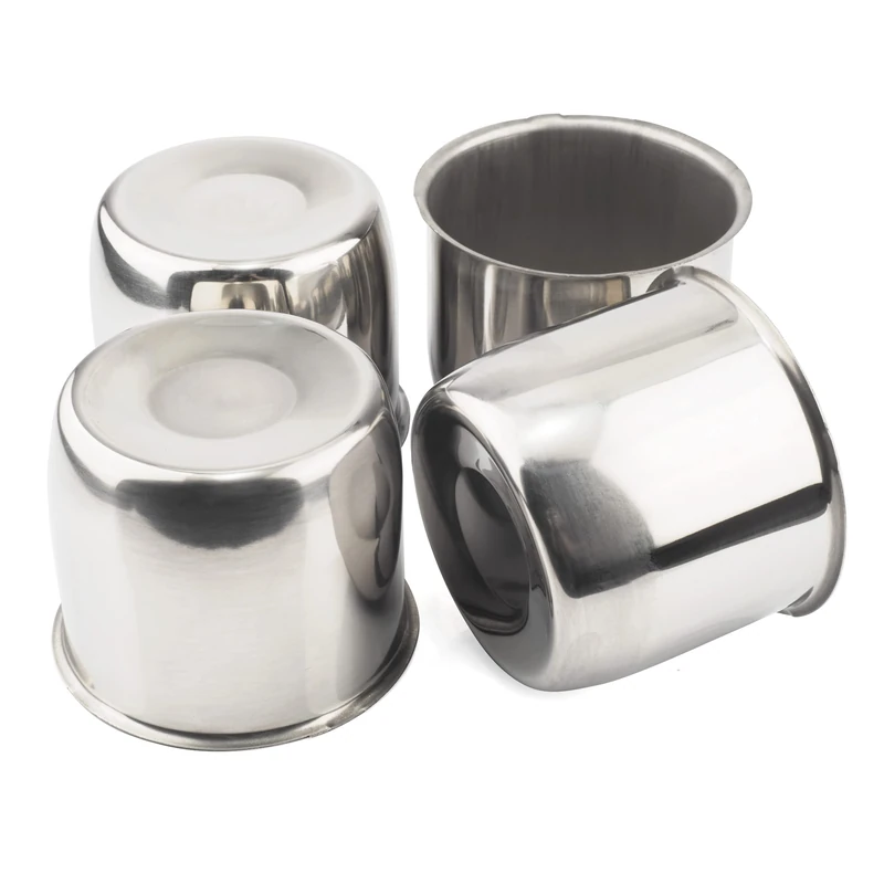 Rheedal 4Pcs 4.25inch Trailer Wheel Center Caps Push Thru 4.25" Bore 3.66" Tall Stainless Hub Cap for Truck SUV RV Wheel Rim, Chrome Silver Wheel Cover