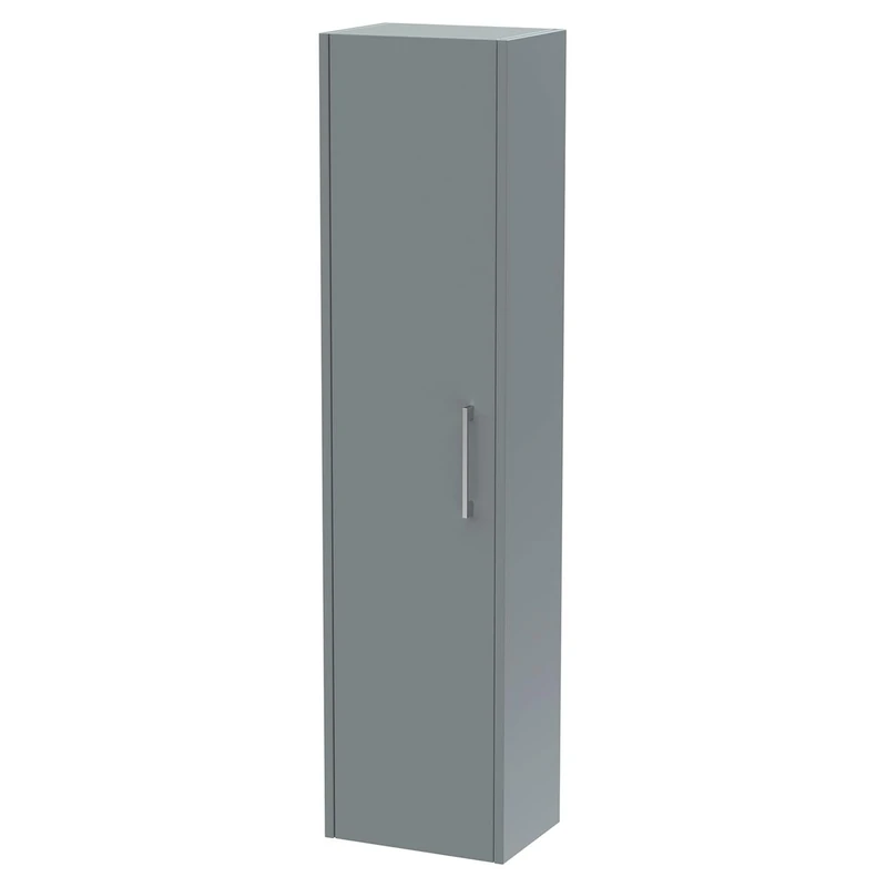 Hudson Reed NPF2361 Juno Modern Bathroom Wall Hung 1 Door Tall Storage Unit, 350mm, Matt Coastal Grey - Image 1
