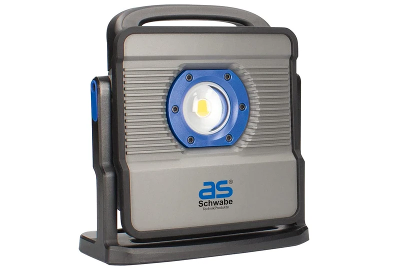 as,Schwabe Acculine 46452 Multi Spotlight with Adaptor for Batteries from Various Manufacturers, 40 W Battery Spotlight + Folding Frame, for Outdoor Lighting, IP54, Grey