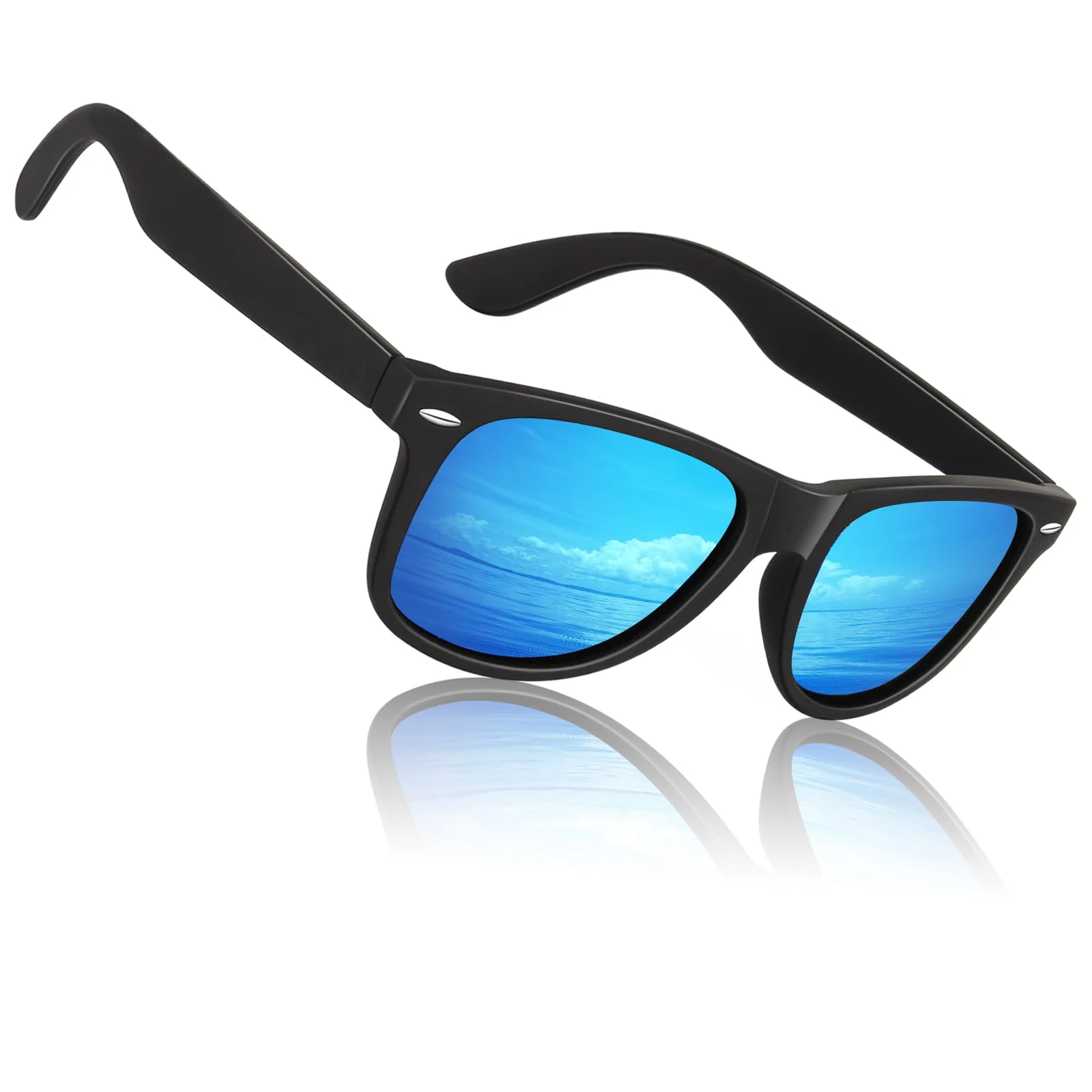 Sunier Sunglasses Mens Womens Polarised, Retro Square Ultralight Driving Fishing Running Cycling Shades Mens with UV400 Protection