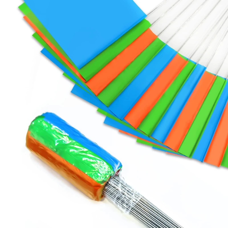 100 Pack Marking Flags for Lawns, 38 x 10 x 13 cm, Pack of 100, Orange & Green & Blue Landscape/Irrigation/Lawn Flags, Yard Markers, Suitable for Distance Measuring Wheel.