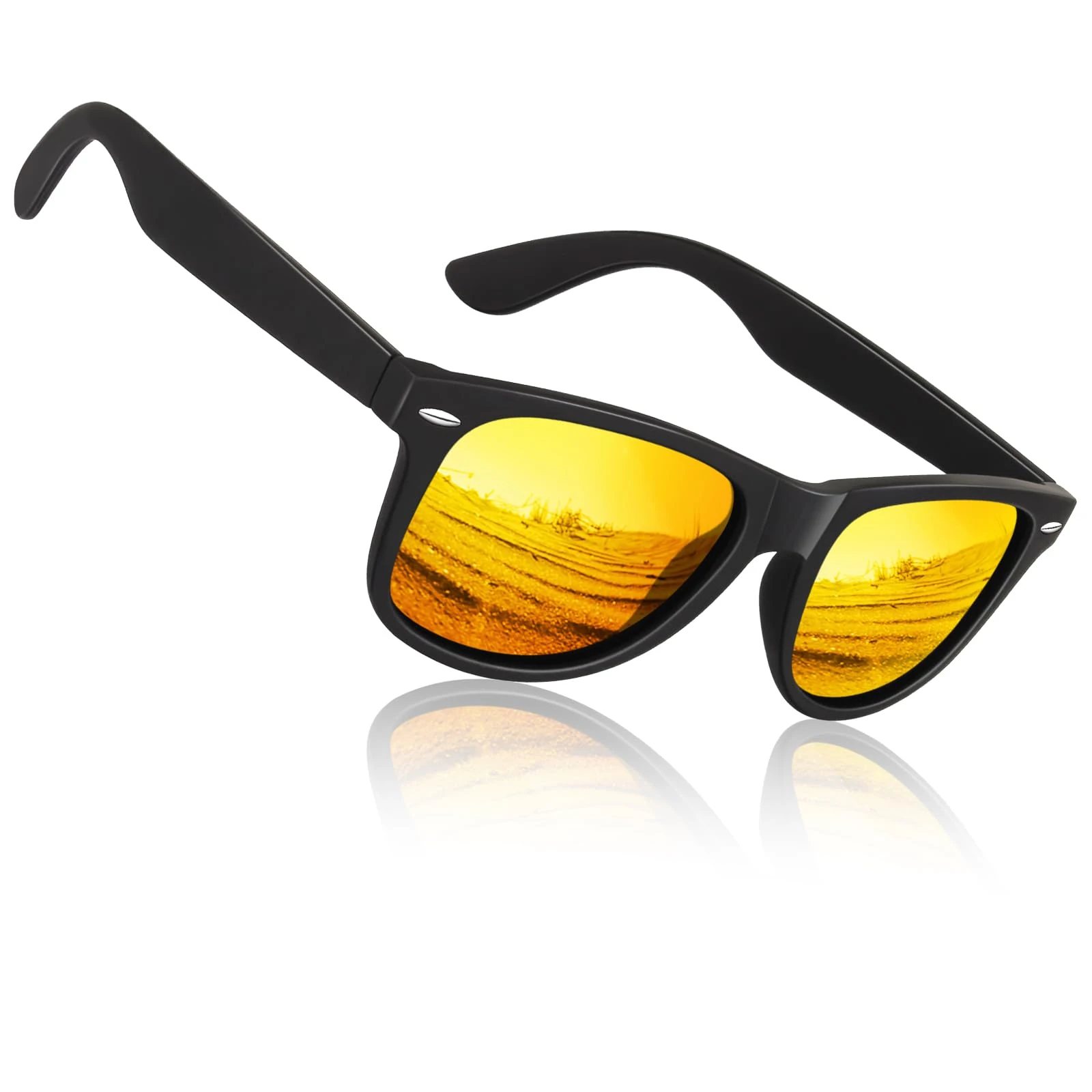 Sunier Sunglasses Mens Womens Polarised, Retro Square Ultralight Driving Fishing Running Cycling Shades Mens with UV400 Protection