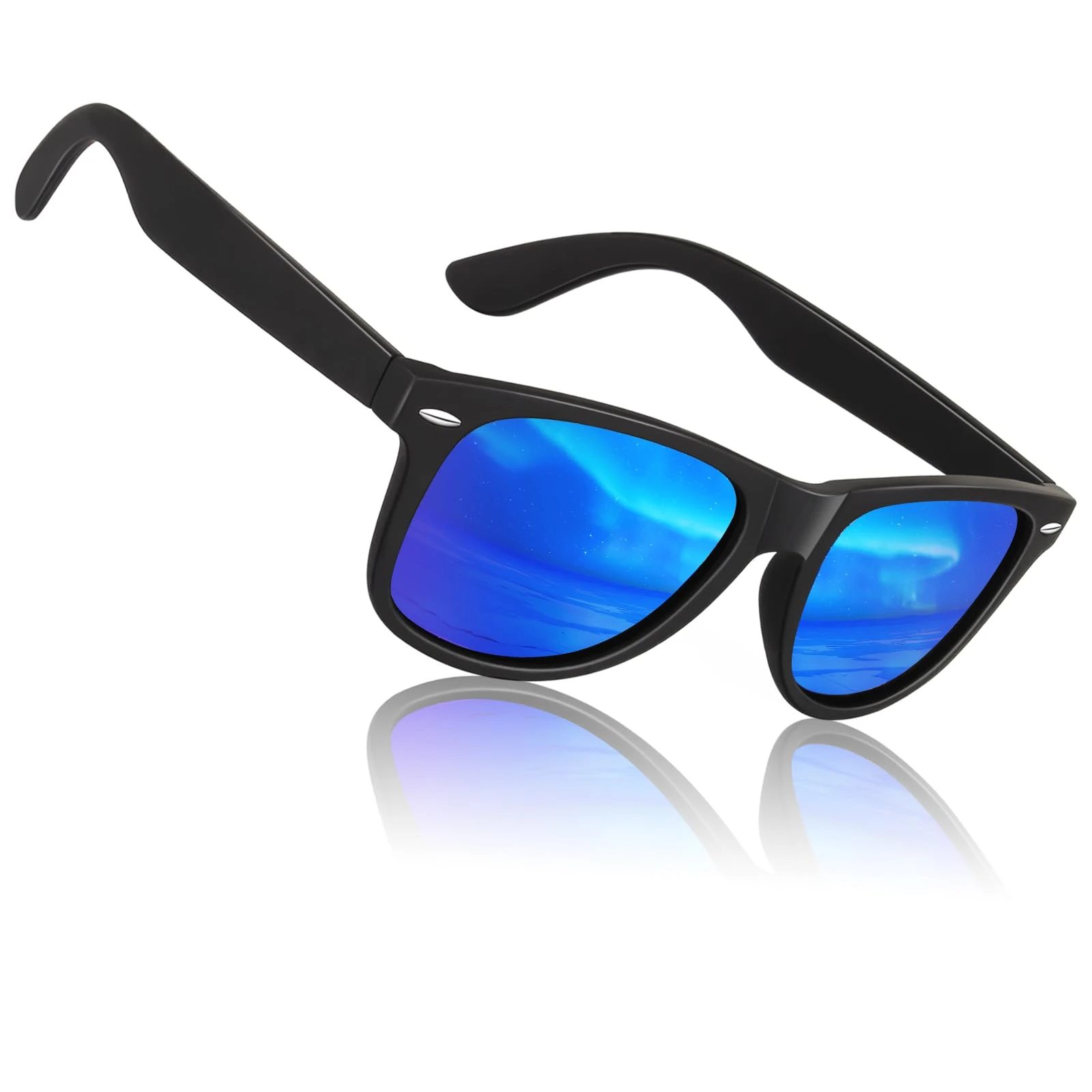 Sunier Sunglasses Mens Womens Polarised, Retro Square Ultralight Driving Fishing Running Cycling Shades Mens with UV400 Protection