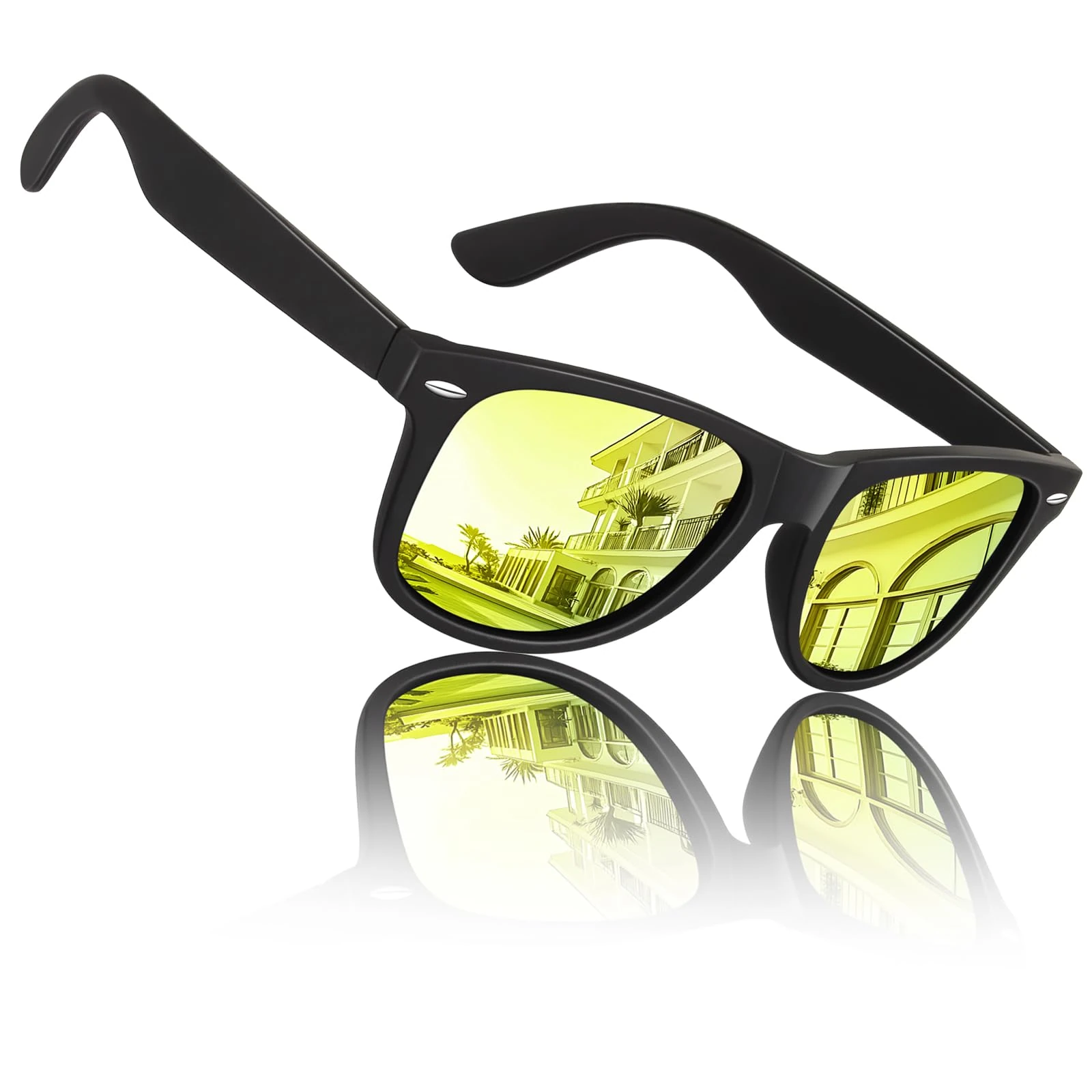 Sunier Sunglasses Mens Womens Polarised, Retro Square Ultralight Driving Fishing Running Cycling Shades Mens with UV400 Protection