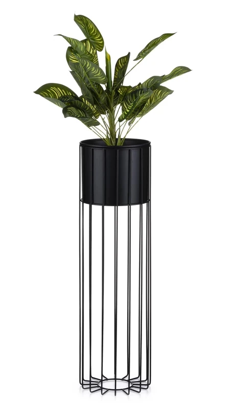 HowHomely Flower Stand, Metal, Black, 70 cm
