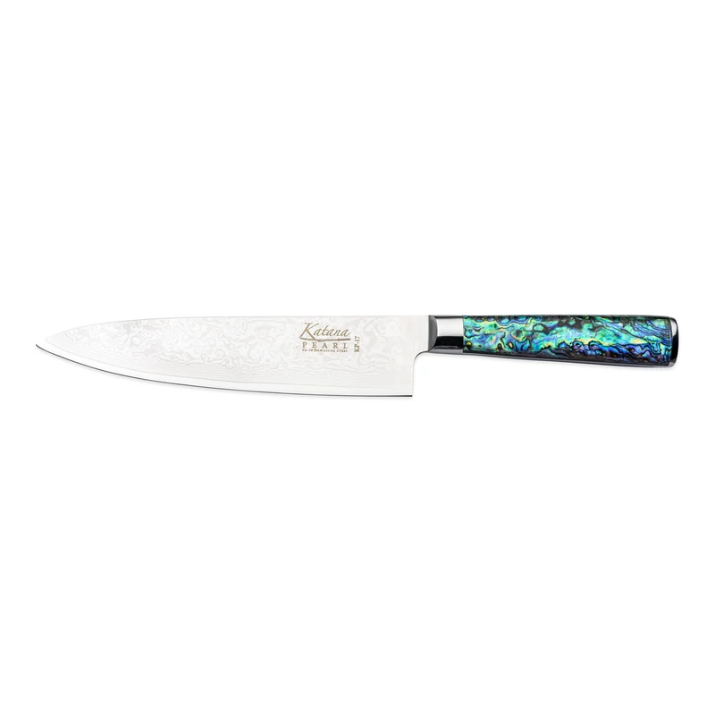 Katana Saya Pearl 20cm Chef's Knife, Japanese 67-Layer VG-10 Damascus Stainless Steel, Acrylic Handle with Abalone Pattern, Kitchen Knife