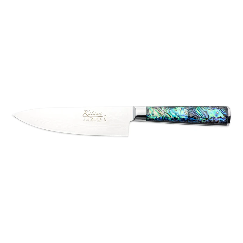 Katana Saya Pearl 15cm Chef's Knife, Japanese 67-Layer VG-10 Damascus Stainless Steel, Acrylic Handle with Abalone Pattern, Kitchen Knife
