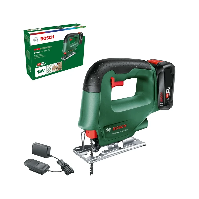 Bosch EasySaw 18V-70 Cordless Jigsaw (2.0Ah Battery, 18V System, with 1 Jigsaw Blade, AL 18V-20 Charger, in a Box)
