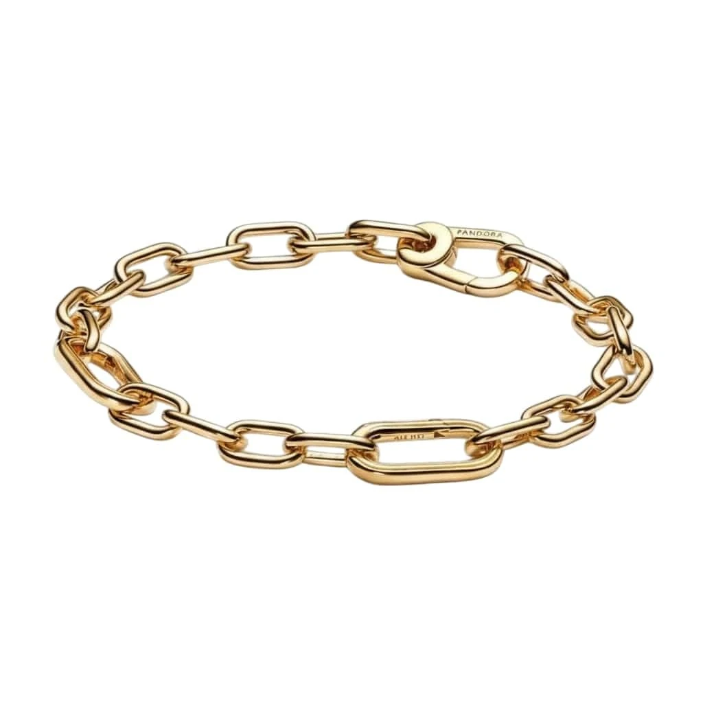 PANDORA ME Link Chain Bracelet In 14K Gold-Plated For Medallion Charms, Size 15, No Box