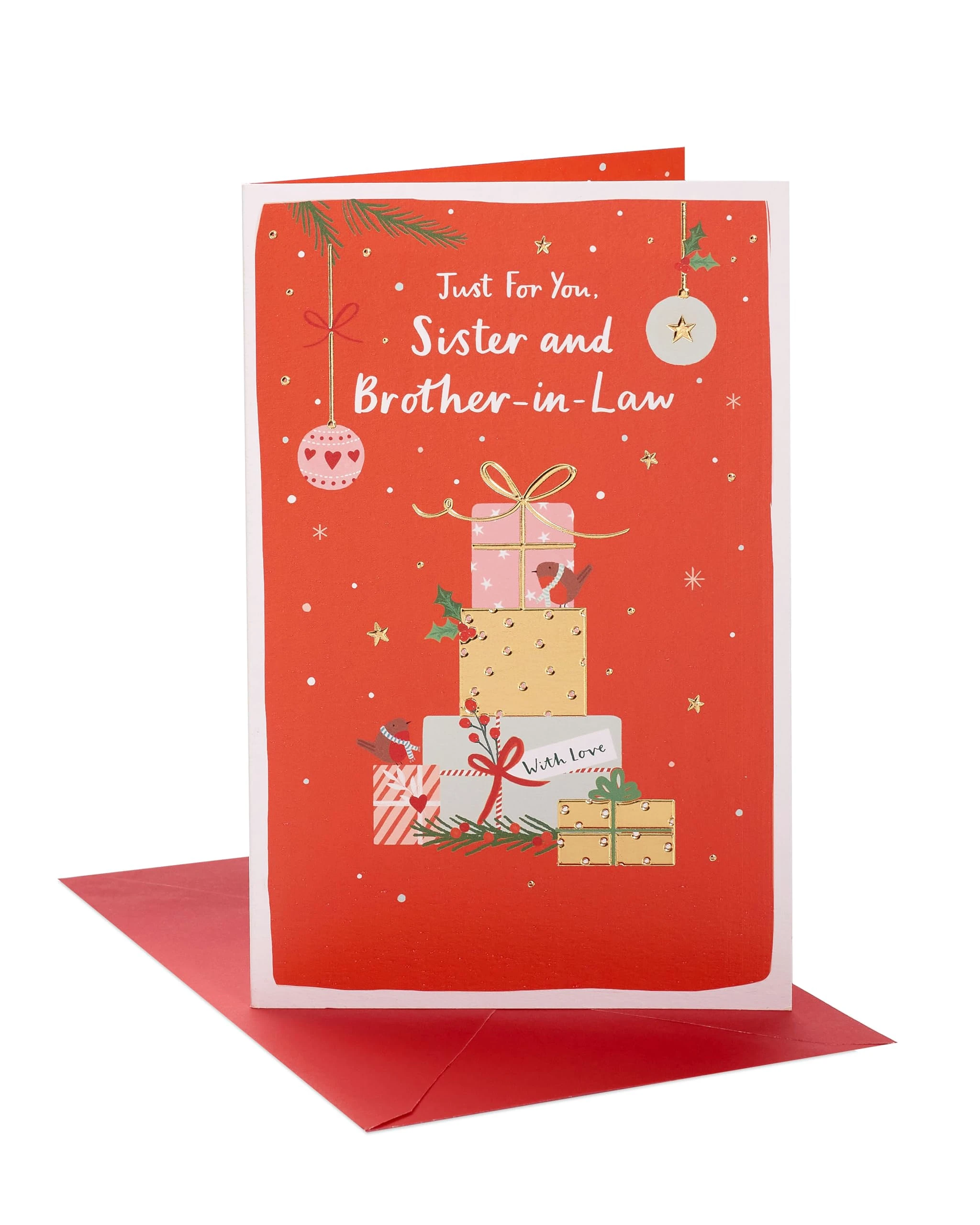 UK Greetings Christmas Card for Sister & Brother-In-Law - Foil Finish Design