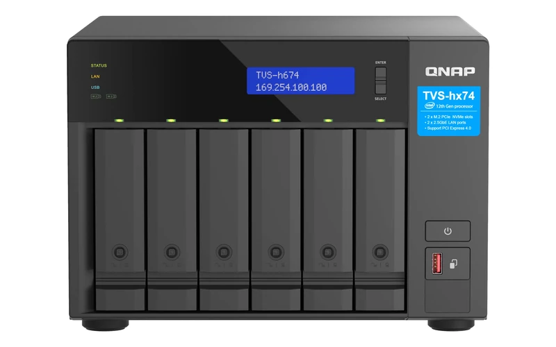 QNAP TVS-h674-i3-16G Intel Core i3 Processor, 16 GB RAM, PCIe Gen 4 expandability NAS for virtualization applications Black