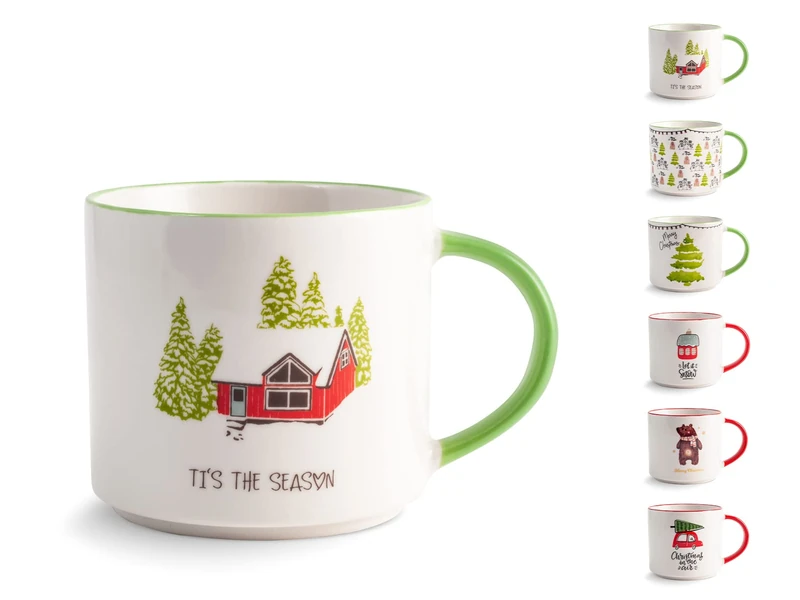 H+H Set of 6 Tazze Jumbo New Bone China Natural CC500