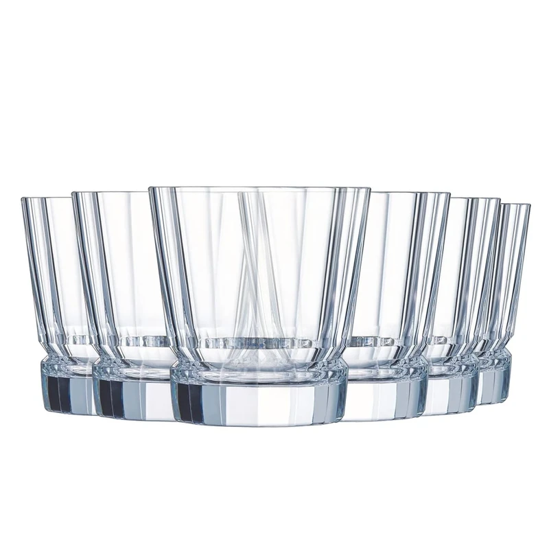 Cristal d'Arques Paris Macassar Glasses Low Shape 32cl Set of 6 Krysta Crystal Glass for Water, Juices and Other Softs Shine, Transparency and High Resistance