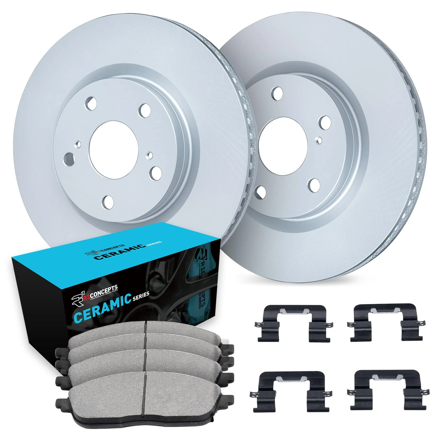 R1 Concepts Front Brakes and Rotors Kit |Front Brake Pads| Brake Rotors and Pads| Ceramic Brake Pads and Rotors |Hardware Kit WDWH1-03068