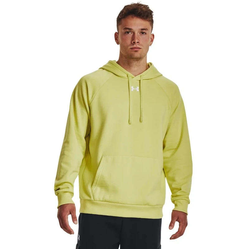 Under Armour Men's Rival Fleece Fitted Hoodie, (743) Lime Yellow/White, XXL Lang