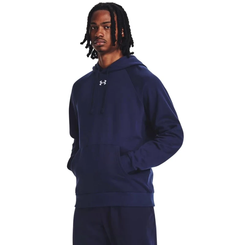 Under Armour Men's UA Rival Fleece Hoodie, (410) Midnight Navy/White, S Lang