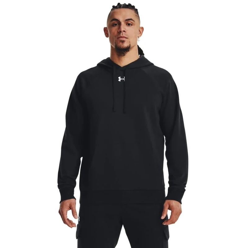 Under Armour Men's Rival Fleece Sportstyle Logo Hoodie, (001) Black / / White, 4XL