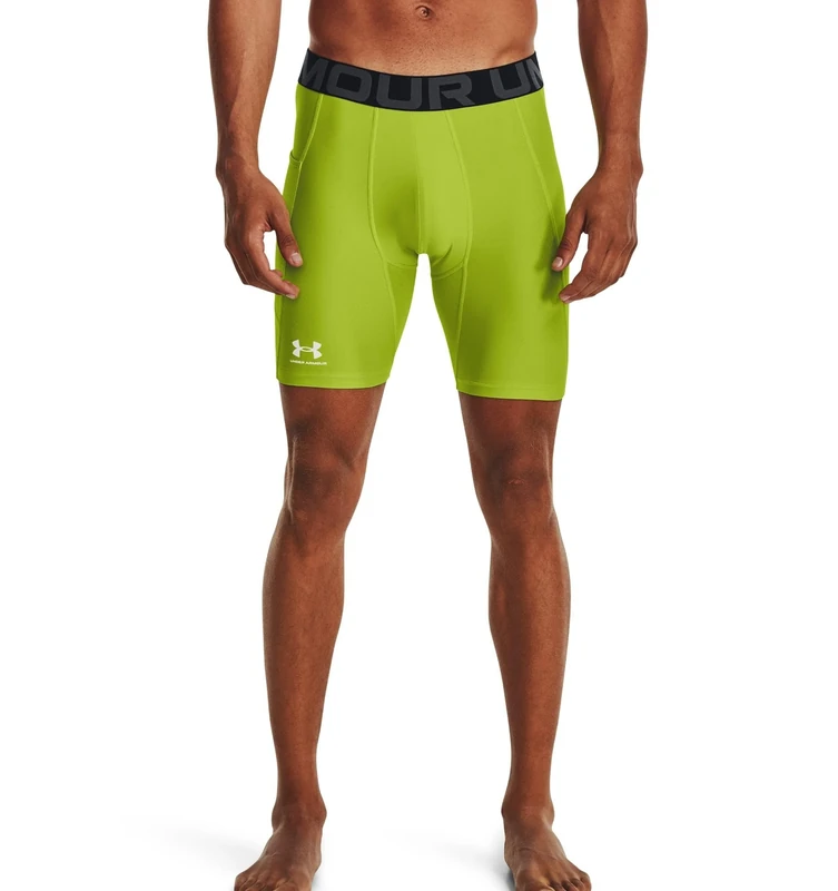 Under Armour Men's Armour HeatGear Compression Shorts, (324) Velocity / / White, Large