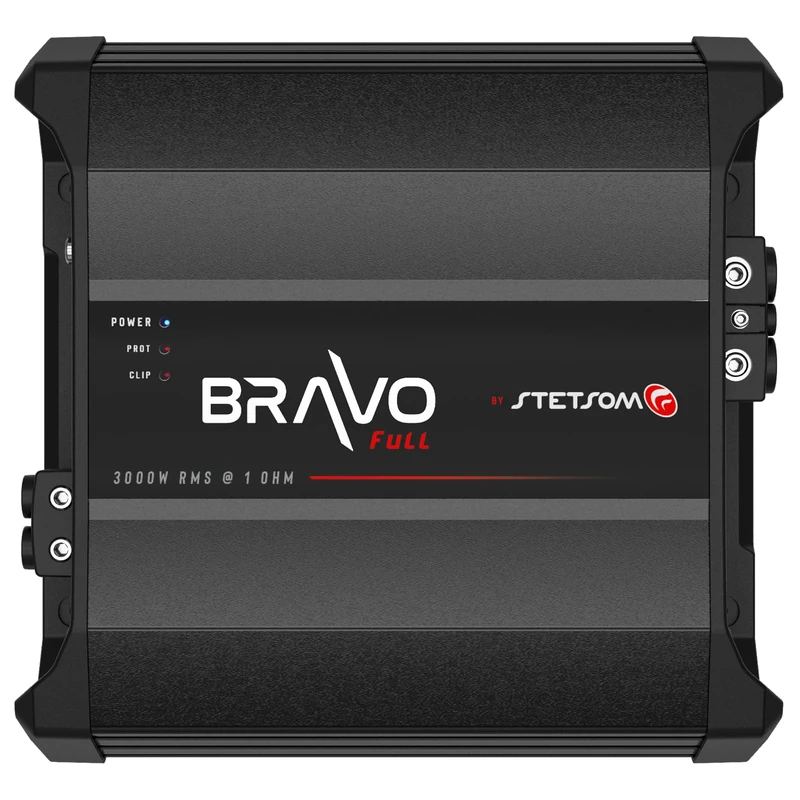 Stetsom Bravo Full 3000 1 Ohm Mono Car Amplifier, 3000.1 3K Watts RMS, 1Ω Stable Car Audio, HD Sound Quality, Crossover & Bass Boost, Car Stereo Speaker Subwoofer MD, Smart Coolers