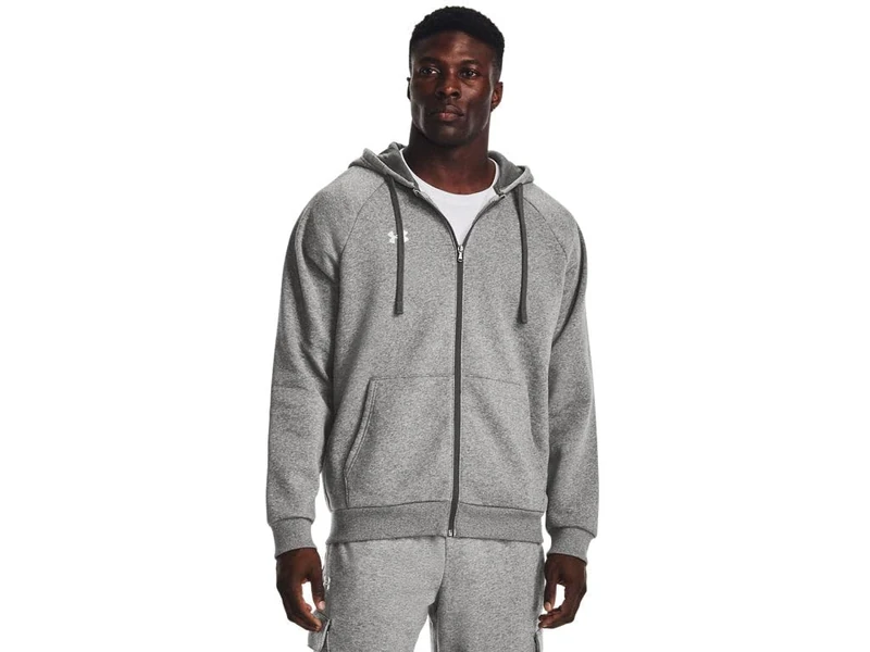 Under Armour Men's Rival Fleece Fz Hoodie, (025) Castlerock Light Heather / / White, 3XL Tall