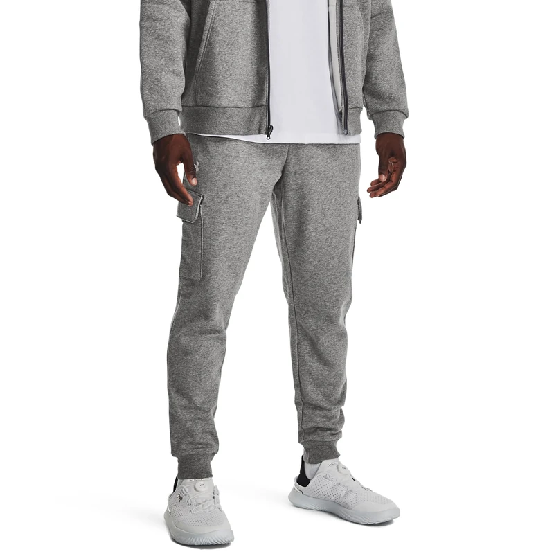 Under Armour UA Rival Fleece Cargo Jogger - Castlerock Light Heather / / White - 4XL