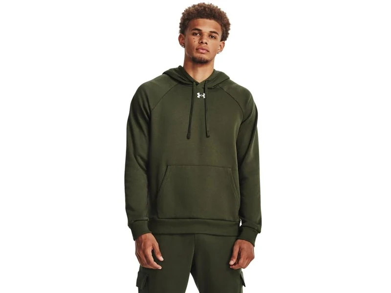 Under Armour Men's Rival Fleece Hoodie, Opaque, (390) Navy OD Green/White, 4XL, (390) Marine OD Green/White, 4XL