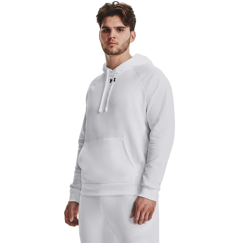 Under Armour Men's UA Rival Fleece Hoodie, (100) White/Black, L Lang