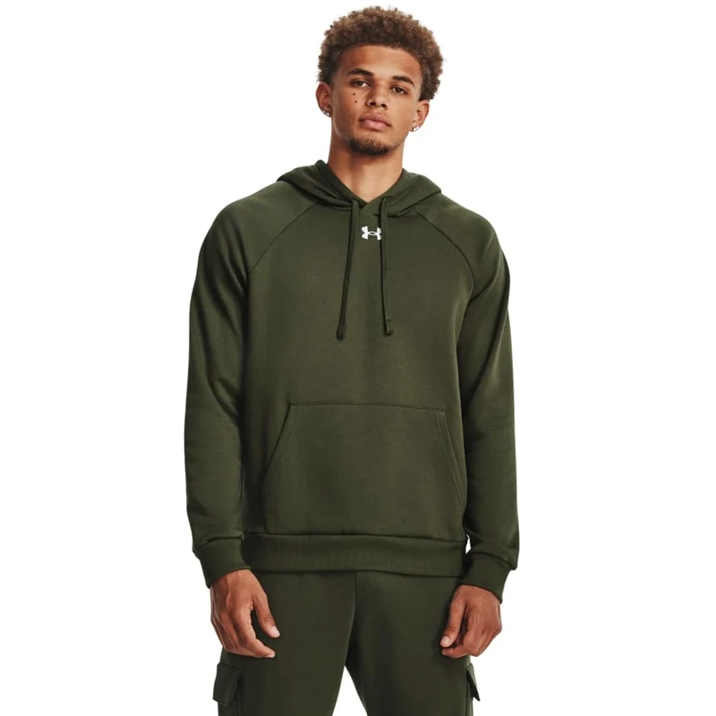 Under Armour Men's Rival Fleece Logo Hoodie, (390) Marine Od Green / / White, XXL Tall