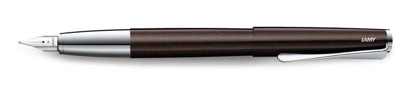 Lamy Studio Premium Fountain Pen 069 Stainless Steel in Shiny Lacquer Finish and Polished Steel Nib Size M Propeller-shaped Clip Including Ink Cartridge T 10 Blue